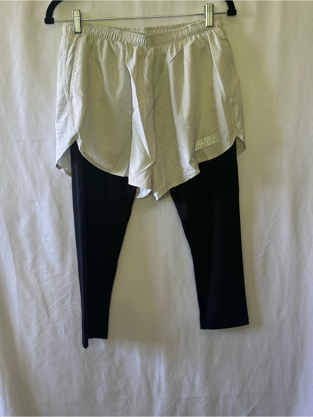 NWT Rawgear 2 In 1 Running Shorts Leggings Silver Black Men’s